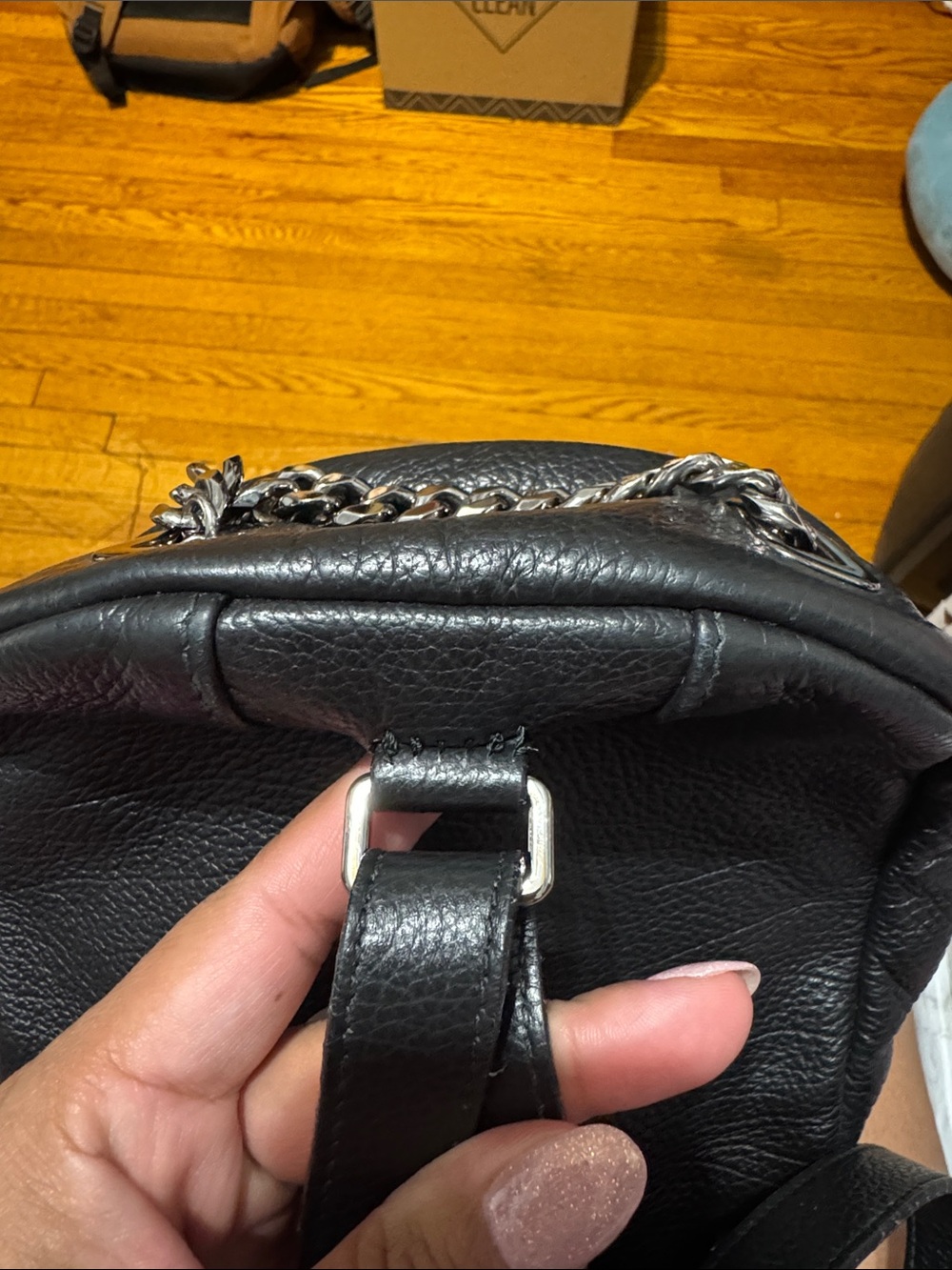 Furla Black Pebbled Leather Mini Backpack with Silver Studs - Picture 11 of 15